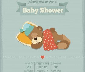 Vintage baby shower Invitation cards vector 06