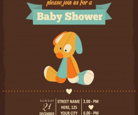 Vintage baby shower Invitation cards vector 07
