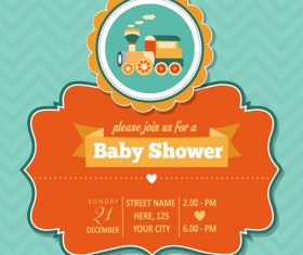 Vintage baby shower Invitation cards vector 08