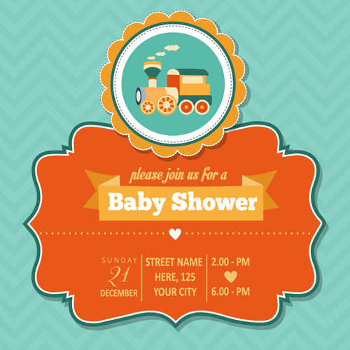 Vintage baby shower Invitation cards vector 08