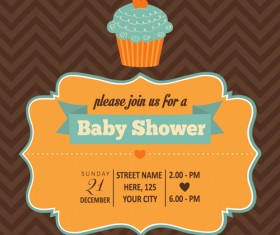 Vintage baby shower Invitation cards vector 09