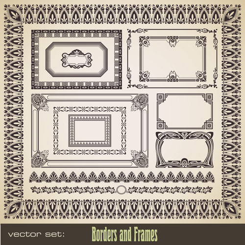 Vintage border pattern with frame design vector 01