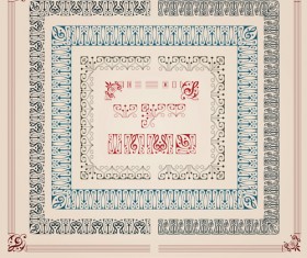 Vintage border pattern with frame design vector 05