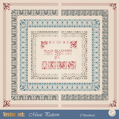 Vintage border pattern with frame design vector 05