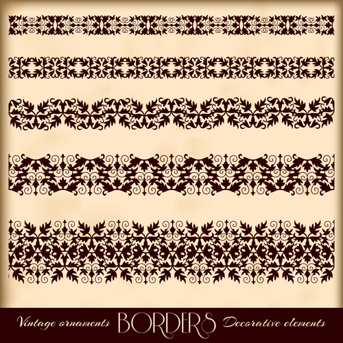 Vintage borders decoration elements vector 02