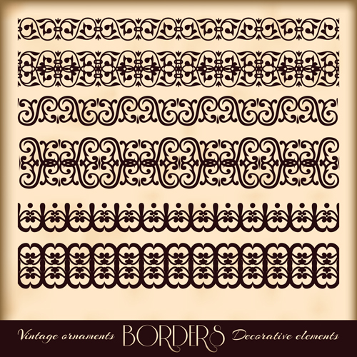 Vintage borders decoration elements vector 03