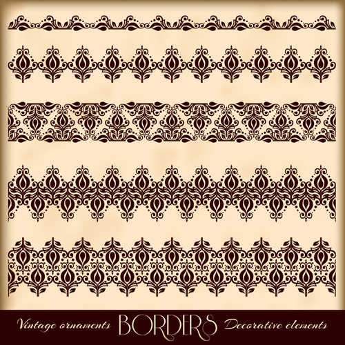 Vintage borders decoration elements vector 05
