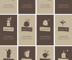 Vintage coffee business cards vector 01