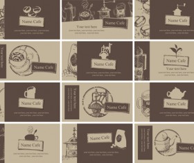 Vintage coffee business cards vector 02