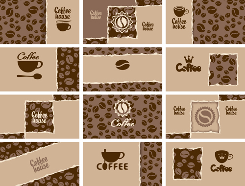 Vintage coffee business cards vector 03