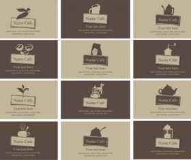 Vintage coffee business cards vector 04
