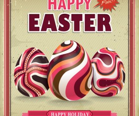 Vintage easter holiday poster vector set 01