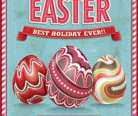Vintage easter holiday poster vector set 02