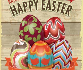Vintage easter holiday poster vector set 03