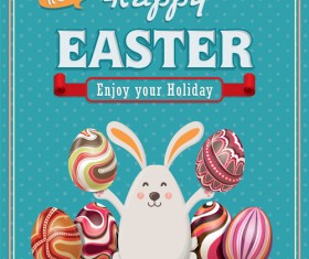 Vintage easter holiday poster vector set 06