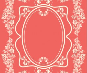 Vintage floral with pink background vector 01
