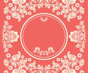 Vintage floral with pink background vector 02
