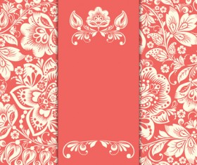 Vintage floral with pink background vector 03