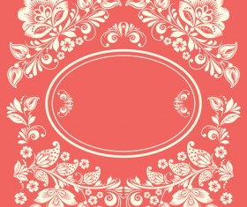 Vintage floral with pink background vector 04