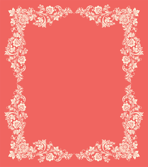 Vintage floral with pink background vector 05