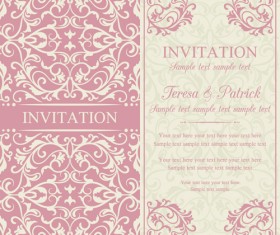 Vintage ornate holiday invitation cards vector 02