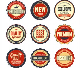 Vintage premium quality labels colored vector 01