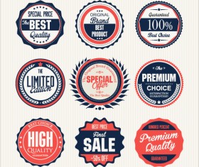 Vintage premium quality labels colored vector 02