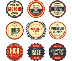 Vintage premium quality labels colored vector 04