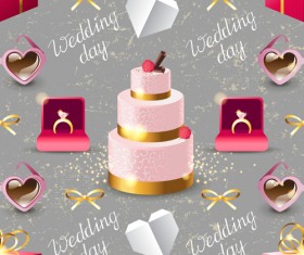 Wedding elements ornaments pattern seamless vector 01