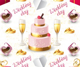 Wedding elements ornaments pattern seamless vector 03