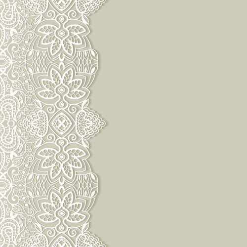 White lace with colored background vector set 01