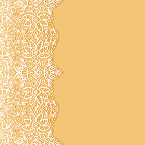 White lace with colored background vector set 02