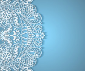 White lace with colored background vector set 04