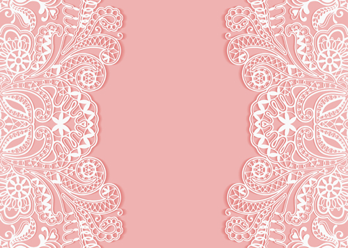 White lace with colored background vector set 05