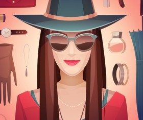 Woman fashion elements vectors background 02