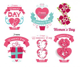 Womens day flower labels set