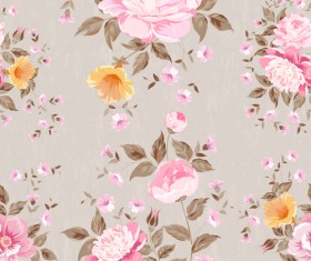 beautiful flowers with vintage seamless pattern vector 01