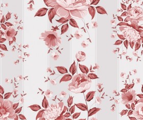 beautiful flowers with vintage seamless pattern vector 02
