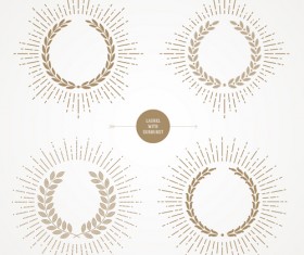 laurel with sunburst vector set