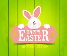 lovely rabbit with easter holiday background vector 01