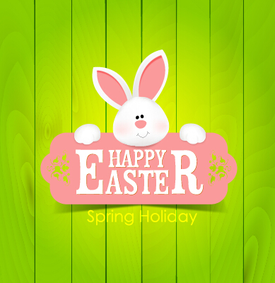 lovely rabbit with easter holiday background vector 01