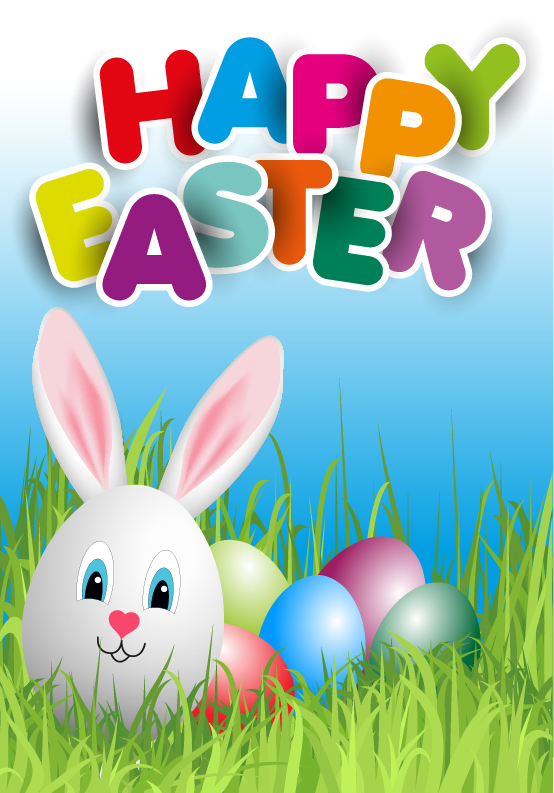 lovely rabbit with easter holiday background vector 03