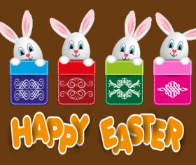lovely rabbit with easter holiday background vector 04