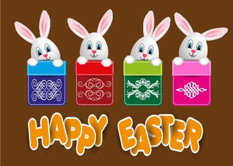 lovely rabbit with easter holiday background vector 04