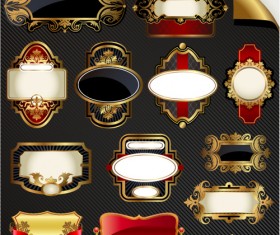 luxurious royal label golden vector material 01