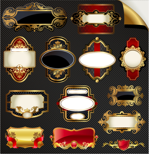 luxurious royal label golden vector material 01