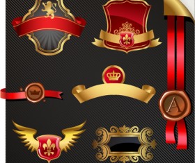 luxurious royal label golden vector material 05