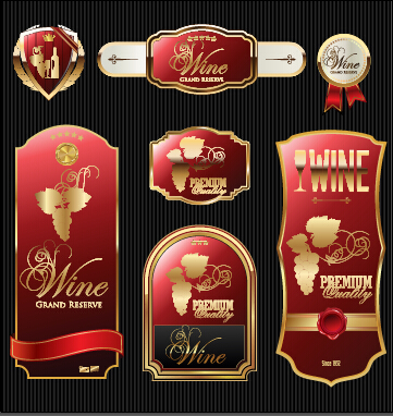 luxury wine labels with sticker vector graphics 01