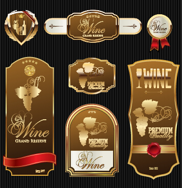 luxury wine labels with sticker vector graphics 02