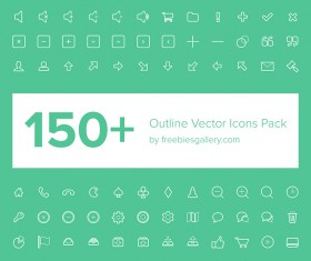 150 Kind outline vector web icons pack